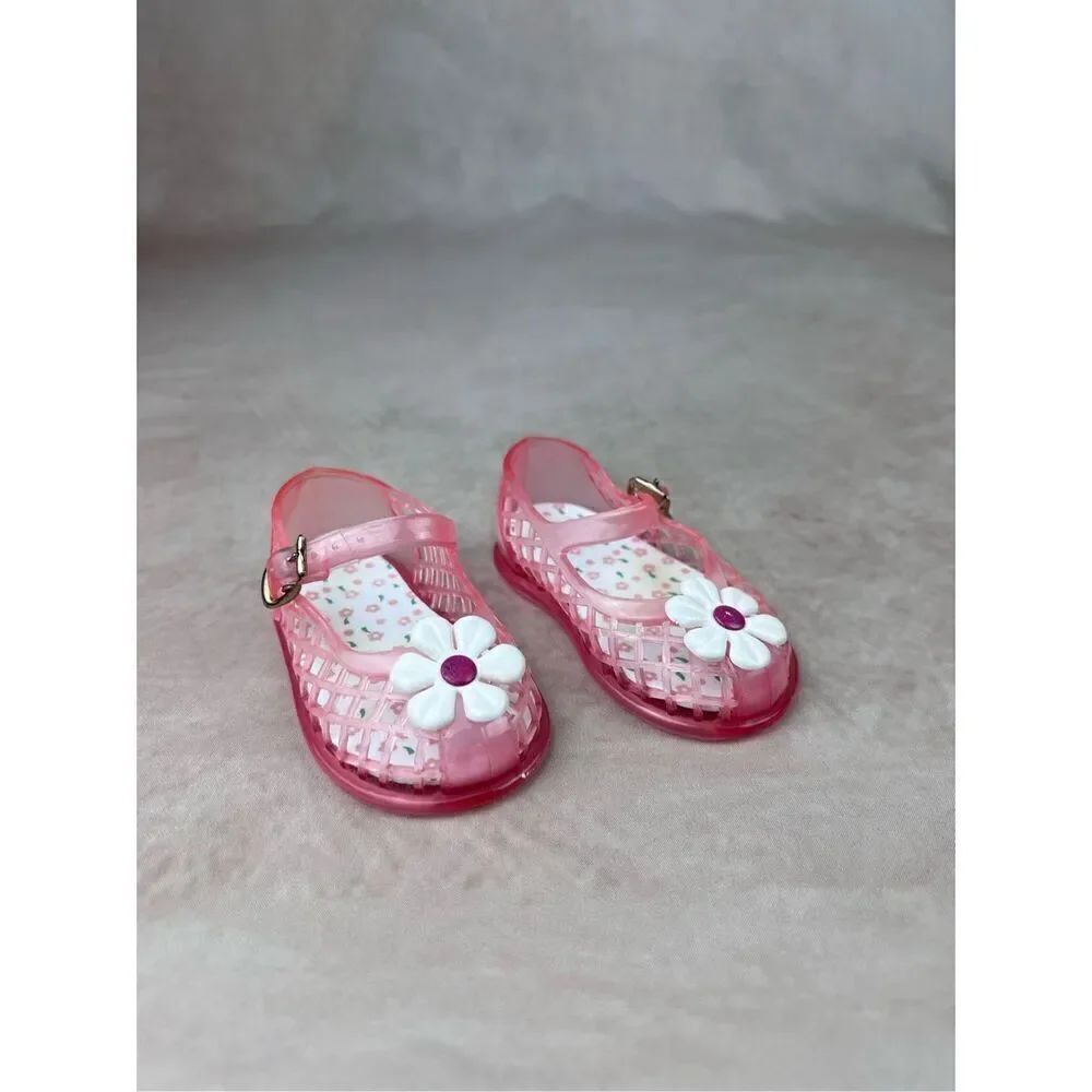 Vintage Pink Floral 90s Y2K Girls Baby Jellies Sandals